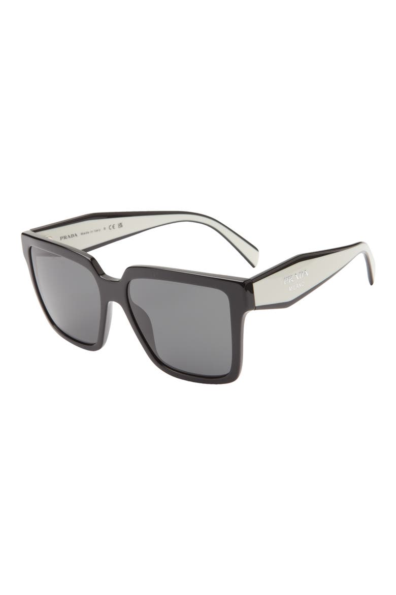 56mm Square Sunglasses, Alternate, color, BLACK