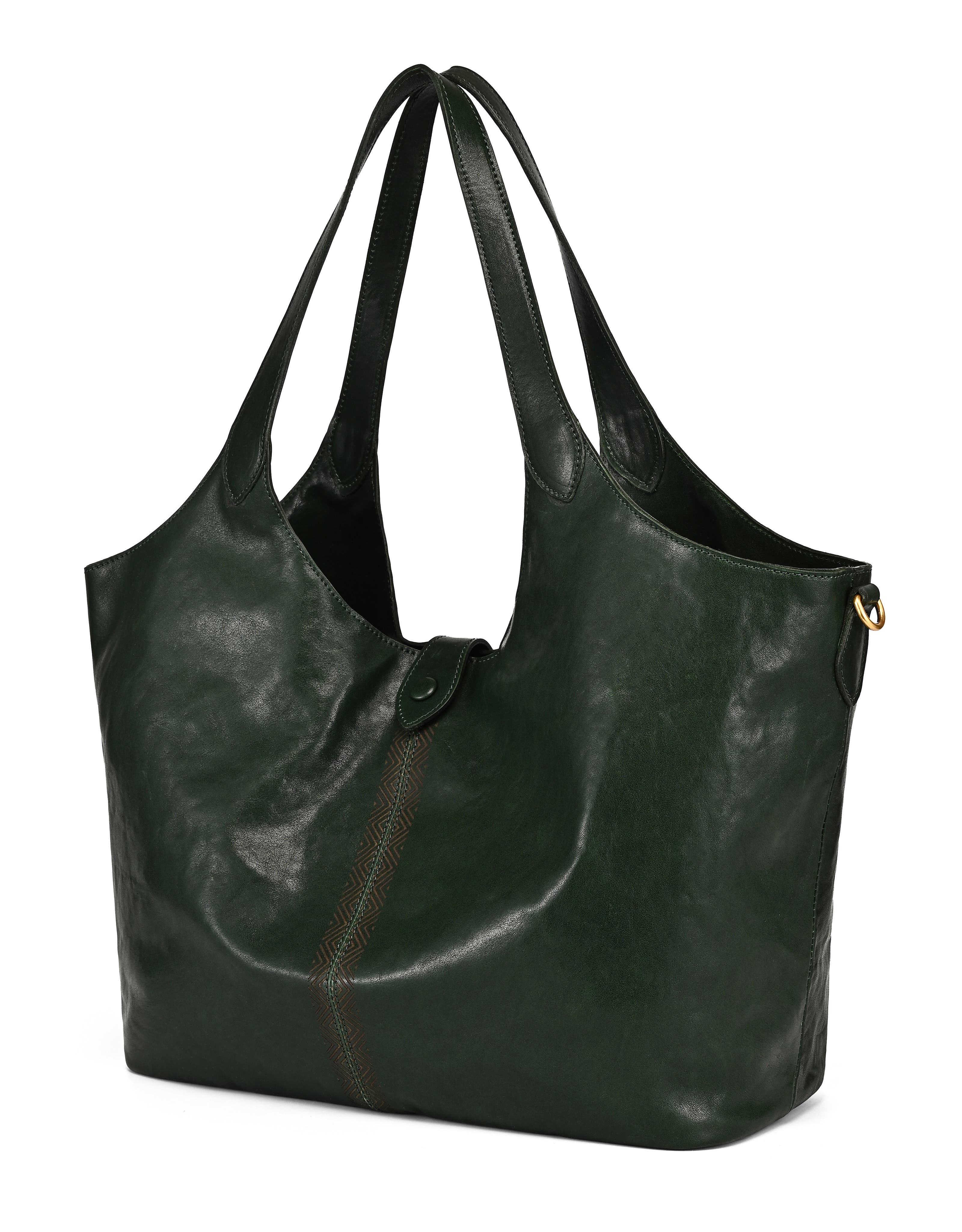Marigold Genuine Leather Spacious Refined Carryall Tote, Alternate, color, Kale