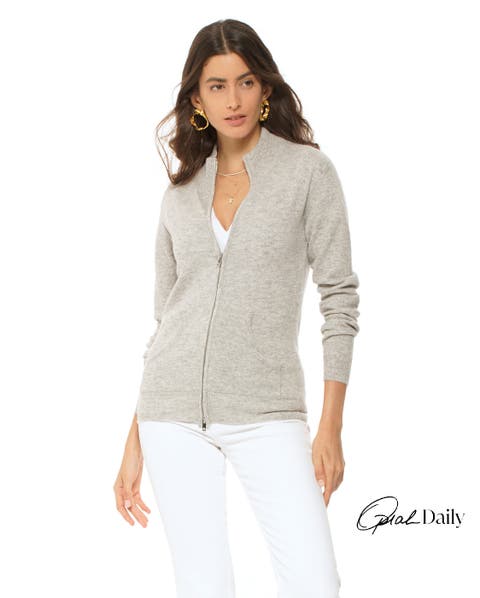 Pure Cashmere Double Slider Slider Zip Cardigan