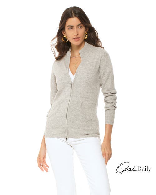 Monticelli Cashmere Pure Cashmere Zip Cardigan In Gray