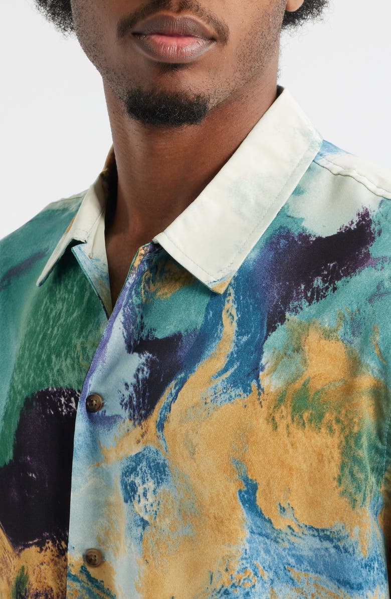 RIZORT Vincent Abstract Print Button-Up Shirt, Alternate, color, Green