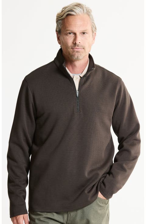 Micro Stripe Pullover Quarter Zip