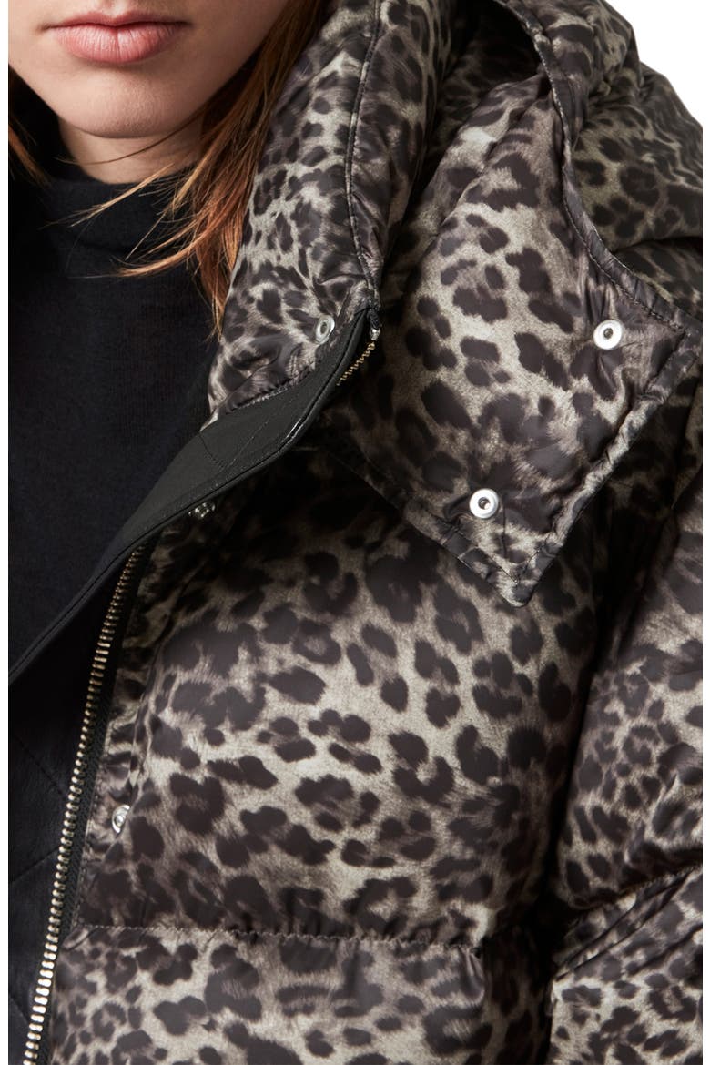 Kala Leopard Puffer Coat, Alternate, color, BROWN