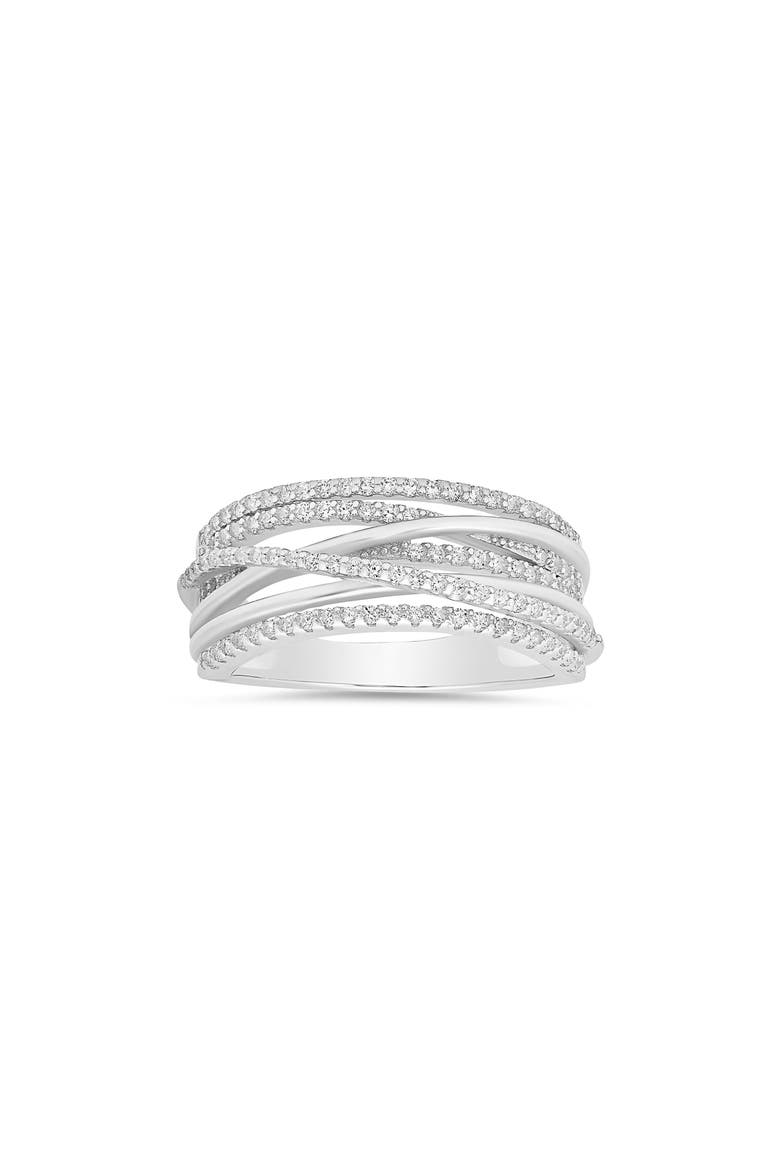 Crossover Cubic Zirconia Ring, Main, color, SILVER