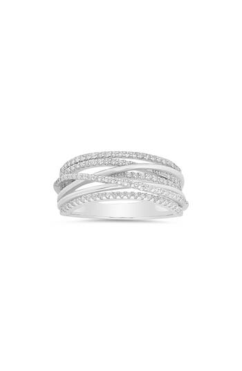 Queen Jewels Crossover Cubic Zirconia Ring In Silver