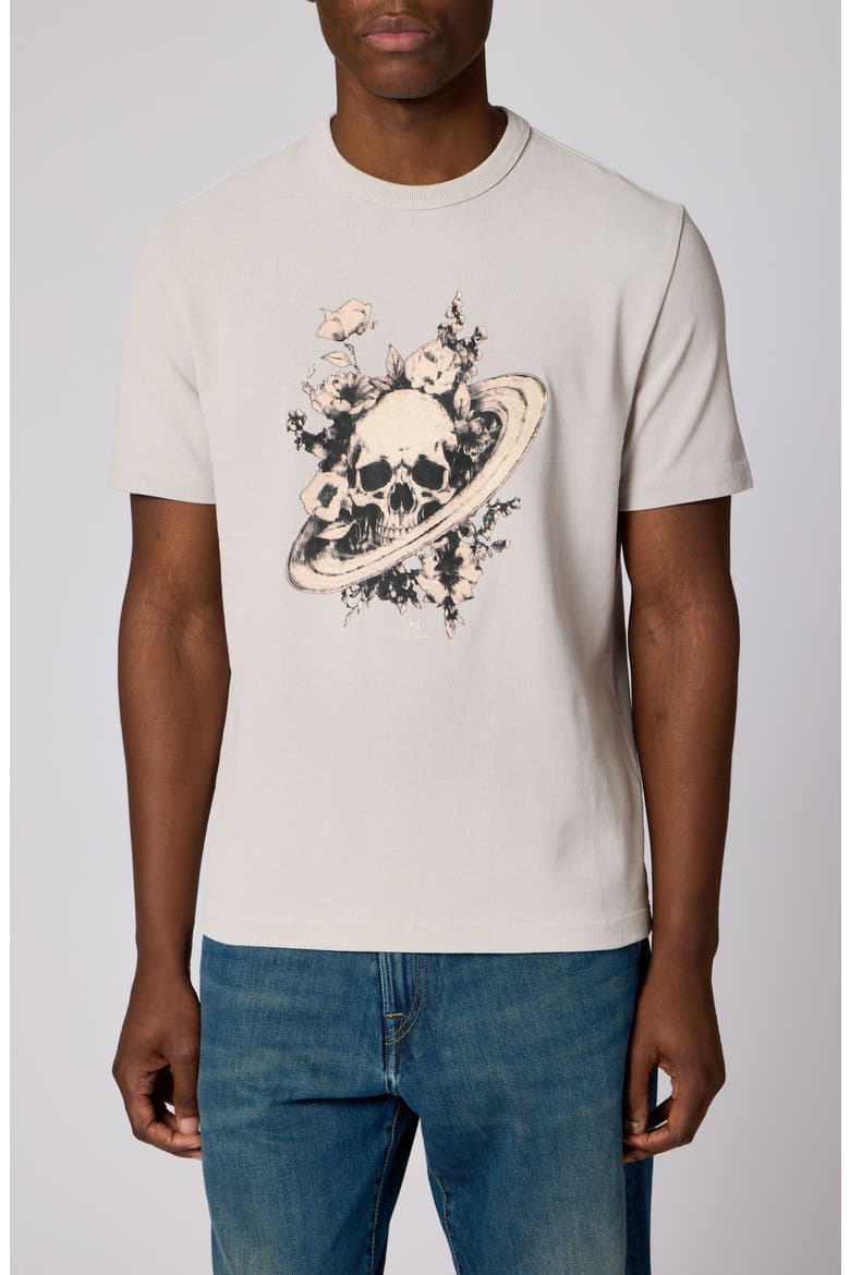 Skull Floral Graphic T-Shirt, Main, color, GREY