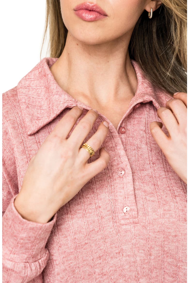 Rib Polo Henley, Alternate, color, MAUVE