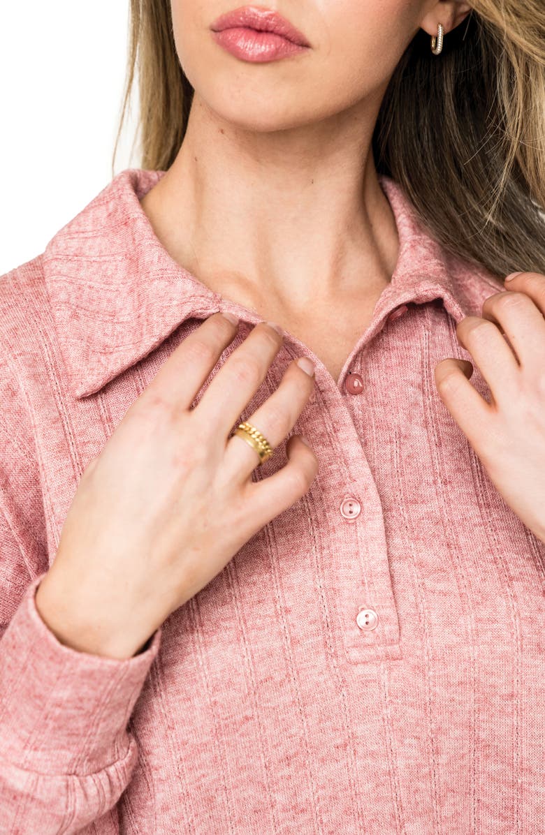 GIBSONLOOK Rib Polo Henley, Alternate, color, Mauve