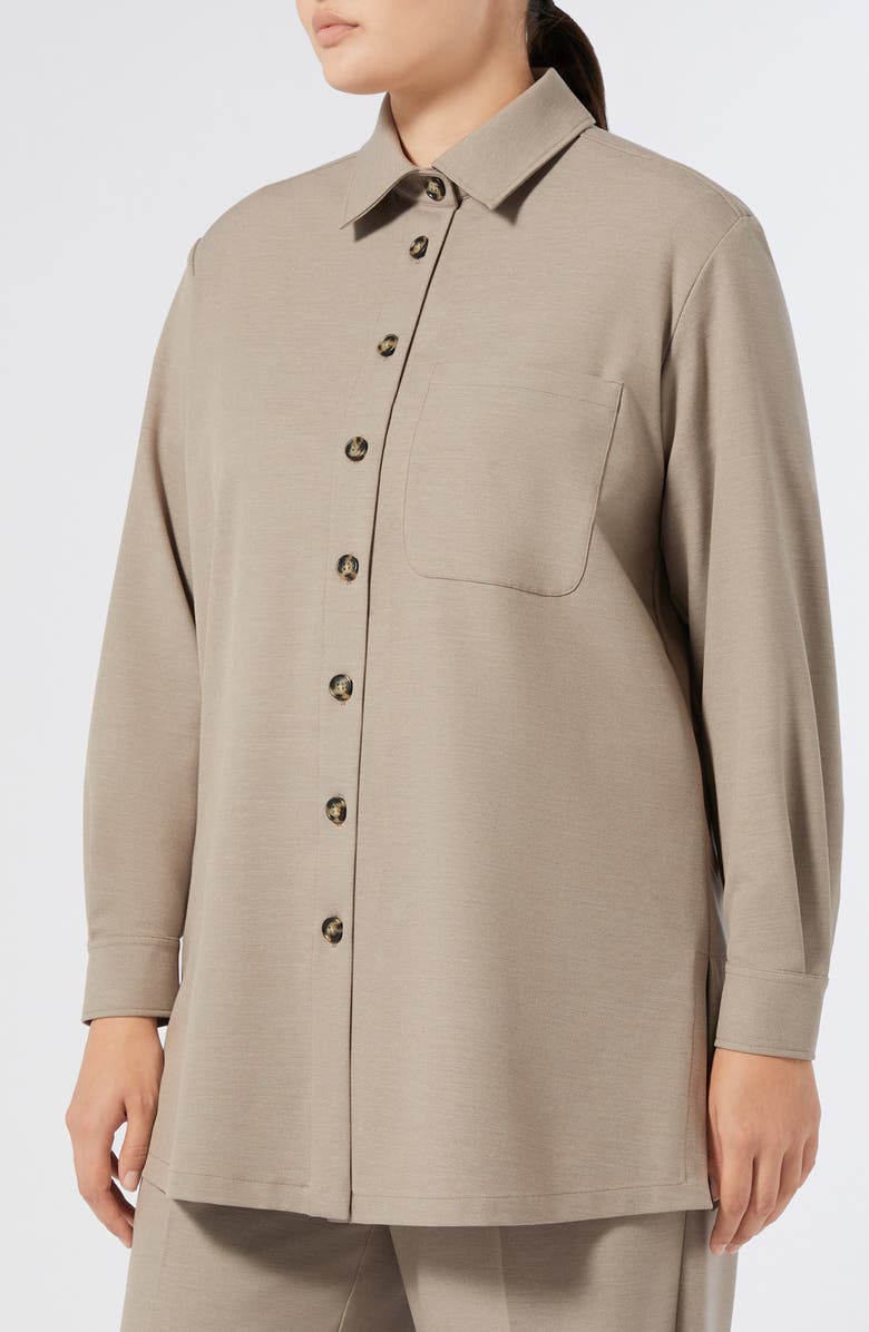 Marina Rinaldi Yanina Twill Shirt Jacket, Main, color, Turtledove