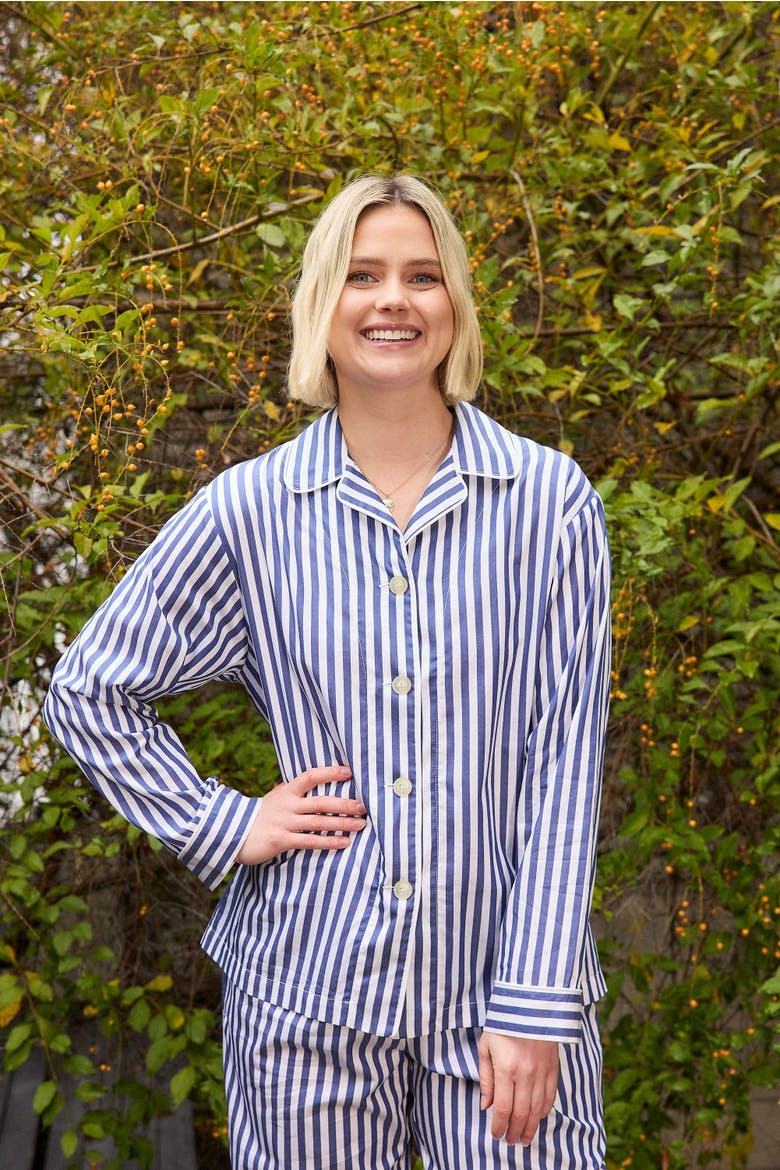 Gingham Pima Cotton Pajama Set, Alternate, color, Navy