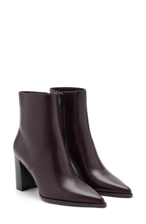 Pointed Toe Faux Leather Ankle Bootie