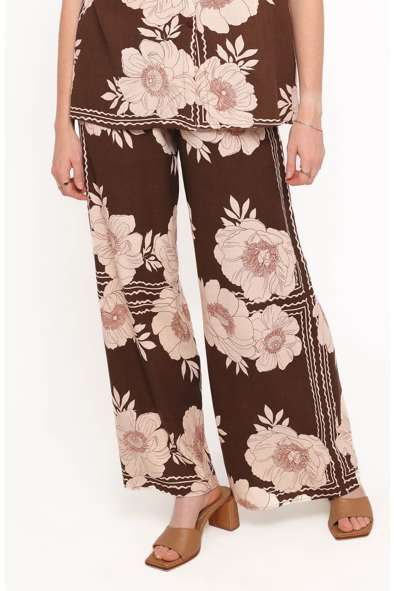 Bernadine Wide Leg Pants, Main, color, BROWN FLORAL