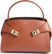 FERRAGAMO Extra Small Hug Leather Top Handle Bag