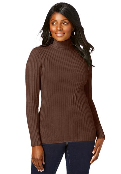 Ribbed Cotton Turtleneck Sweater (Plus Available)