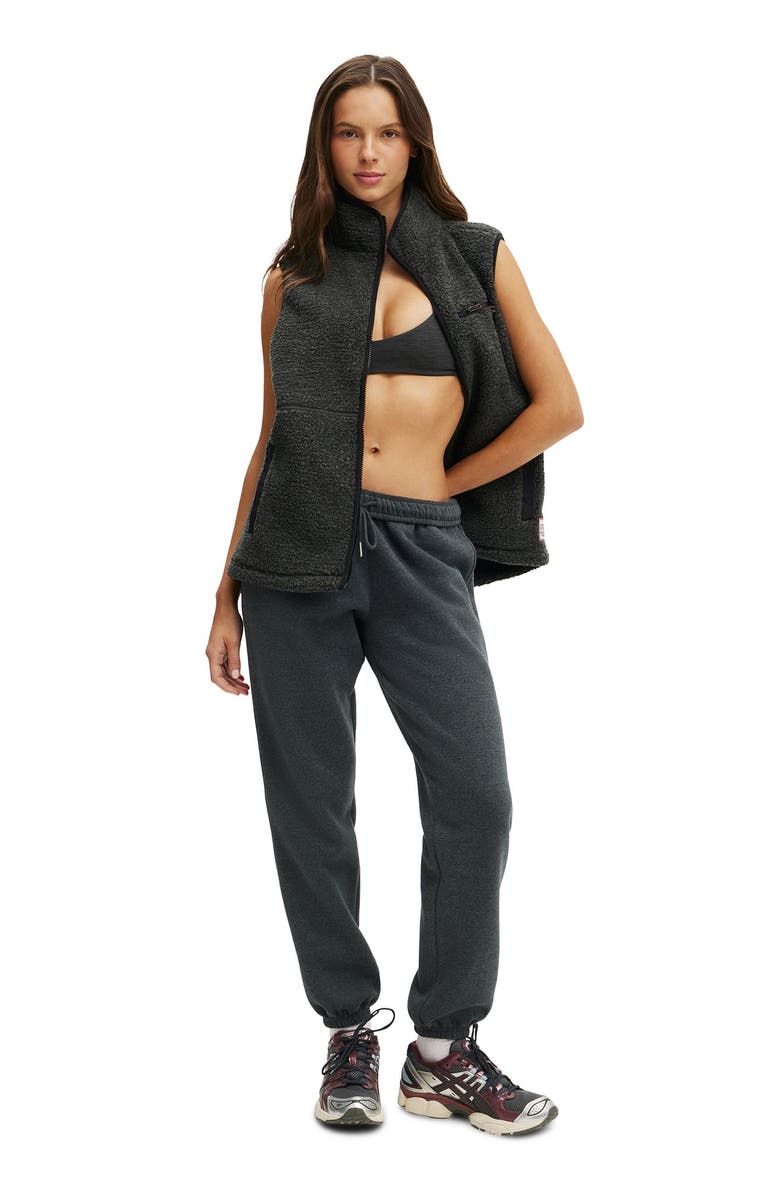 COTTON ON BODY Women's Active Peak Soft Fleece Vest, Alternate, color, Charcoal Marle Badge