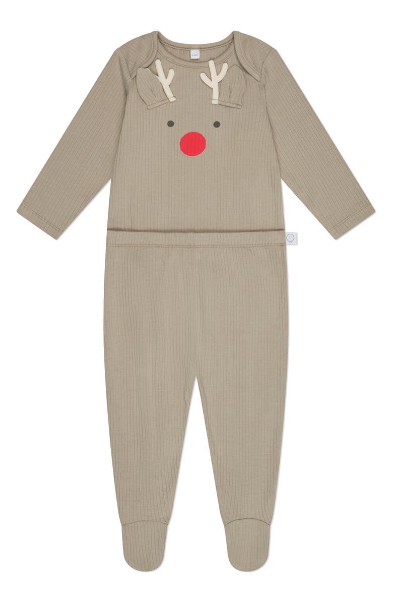 MORI My First Christmas Long Sleeve Bodysuit & Footed Leggings Set, Main, color, 