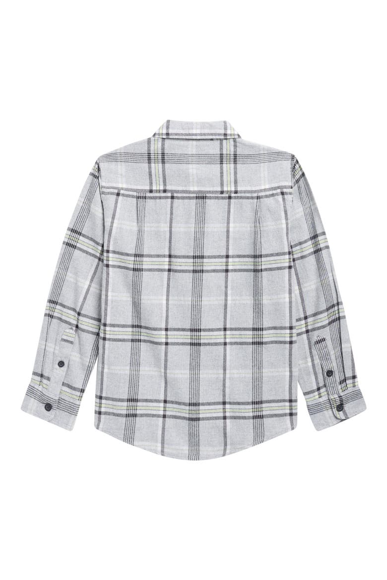 Kids' Brooks Plaid Button-Up Flannel Shirt, Alternate, color, GREY HEATHER