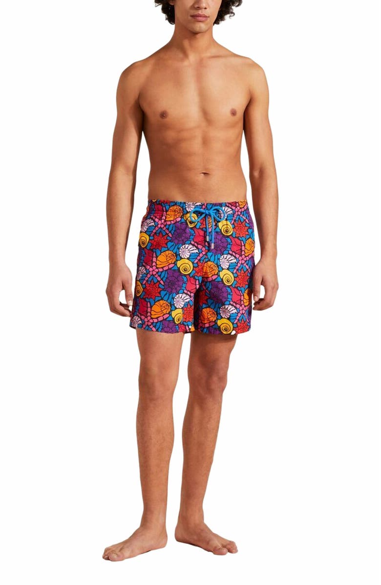 Vilebrequin Men's Noumea Sea Shells Swim Trunks, Main, color, Bleu Marine