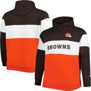 New Era Men's New Era Brown/Orange Cleveland Browns Big & Tall Current Team Colorblock Fleece Raglan Pullover Hoodie