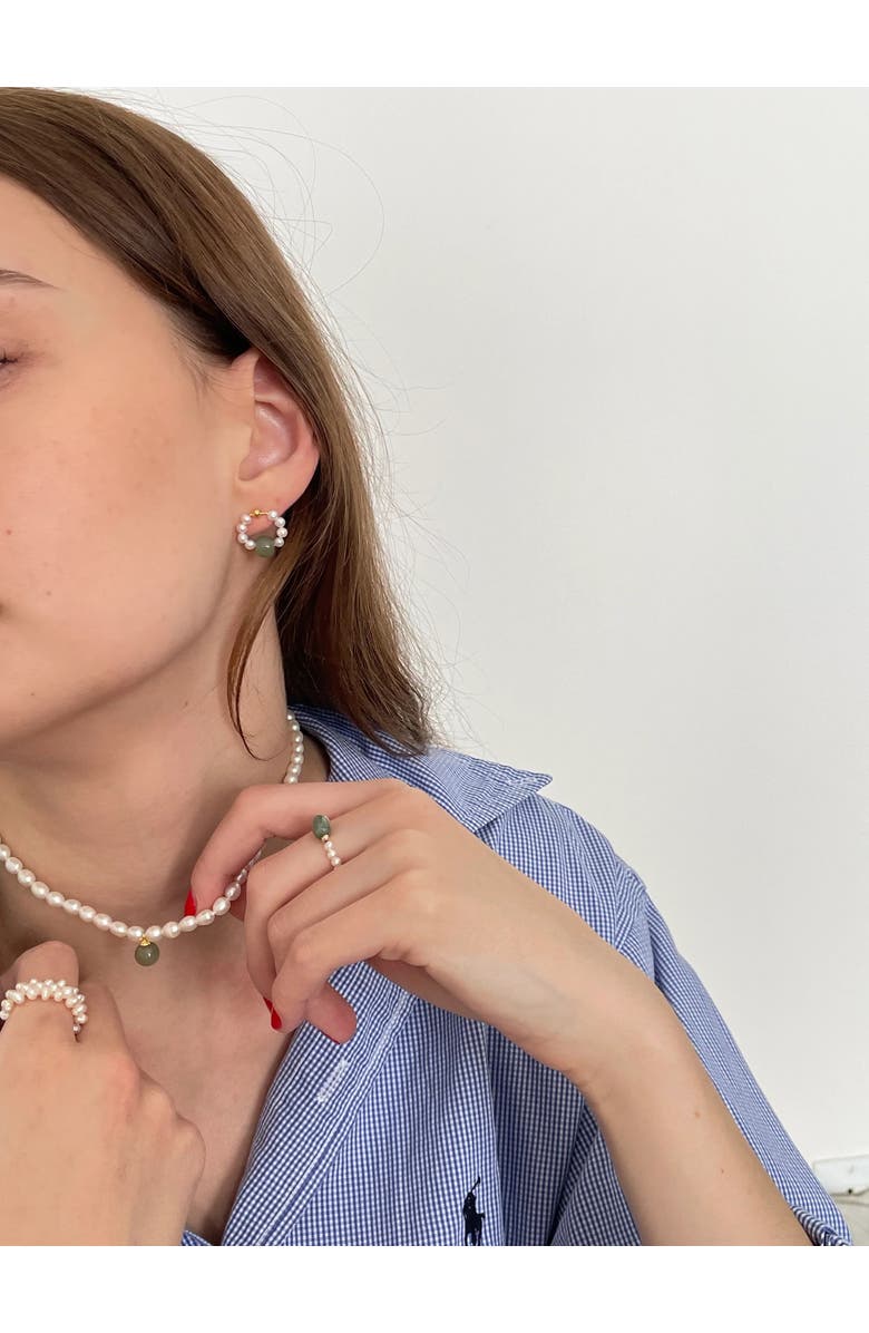 seree Isa Beaded pearl jade hoop earrings, Alternate, color, Light Green