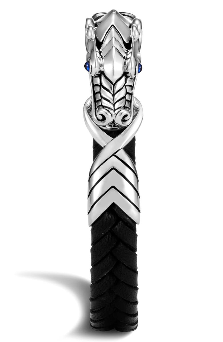 John Hardy Men's Legends Naga Leather Bracelet, Alternate, color, Silver