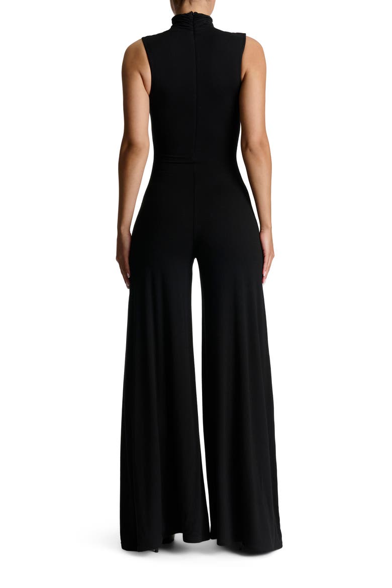 Scrunch Neck Straight Leg Jumpsuit, Alternate, color, BLACK