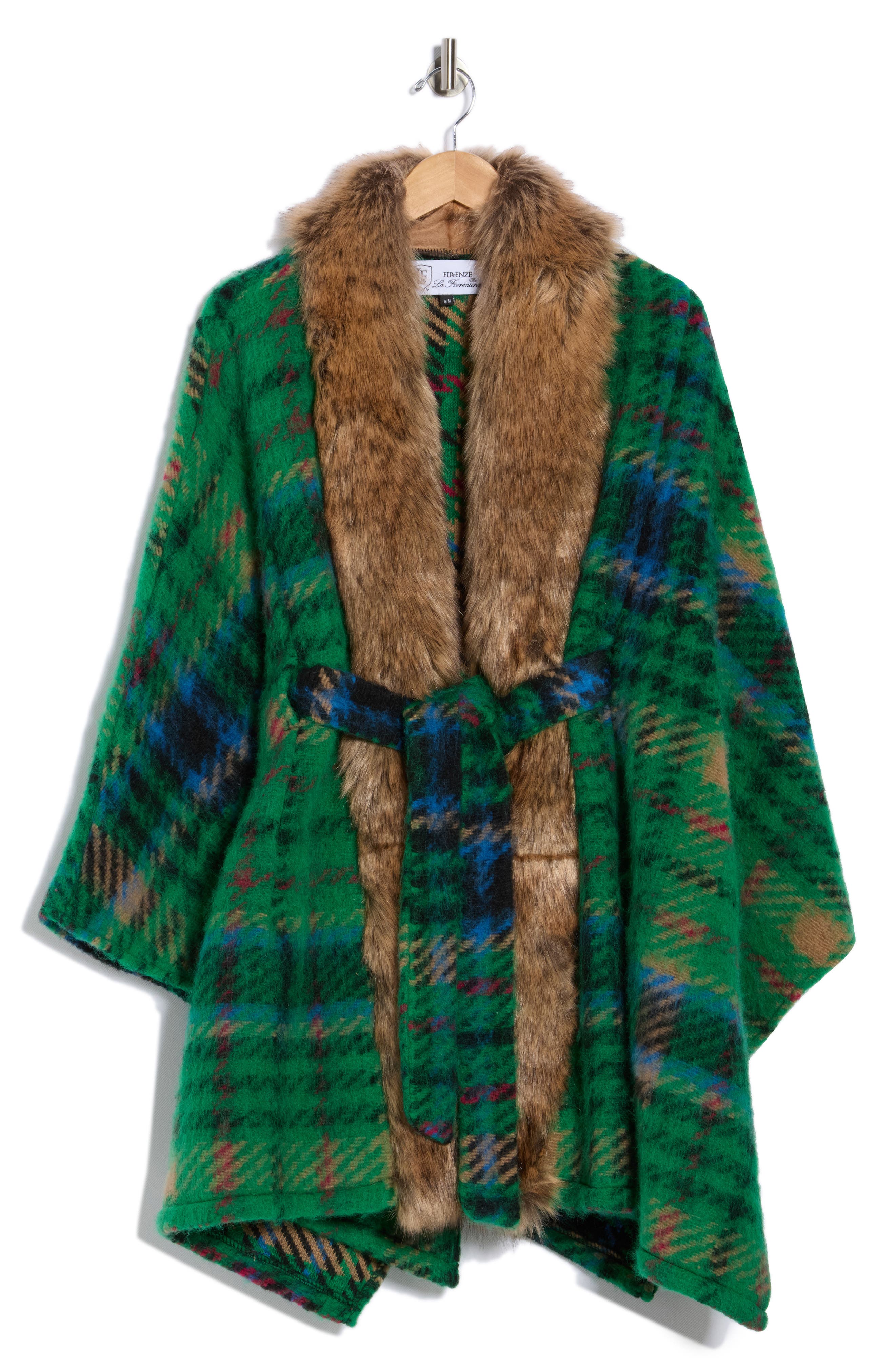 La Fiorentina Faux Fur Trim Cape