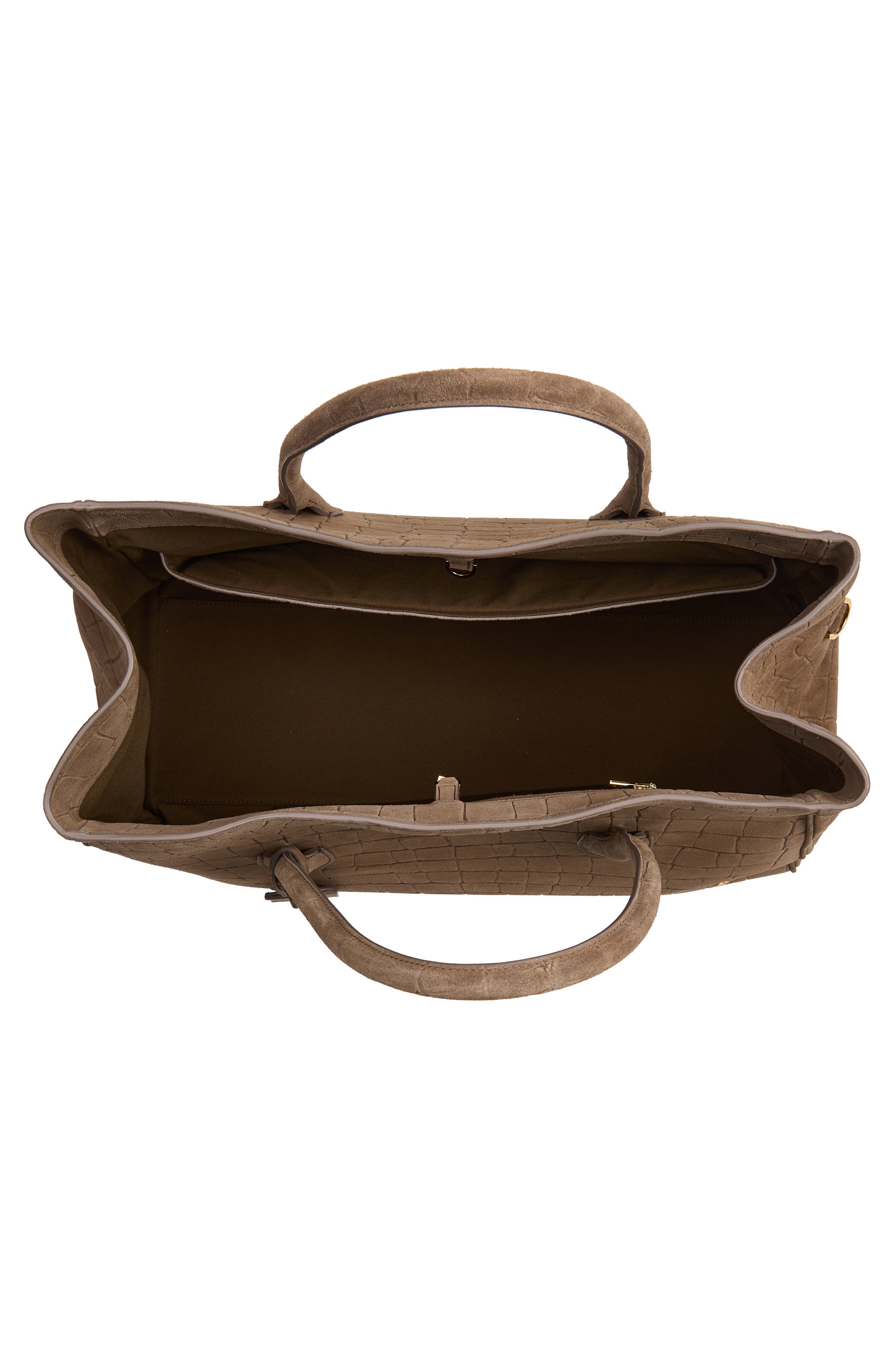 AMIRI Honey 50 Croc Embossed Suede Tote, Alternate, color, Dark Brown