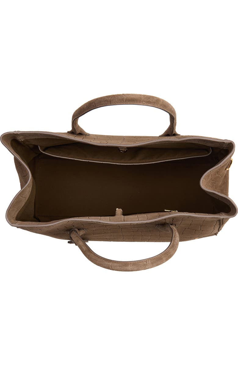 AMIRI Honey 50 Croc Embossed Suede Tote, Alternate, color, Dark Brown