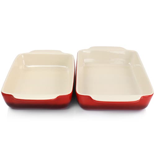 Crock-pot Crock Pot Artisan 2 Piece Stoneware Bake Pans In Gradient Red In Red