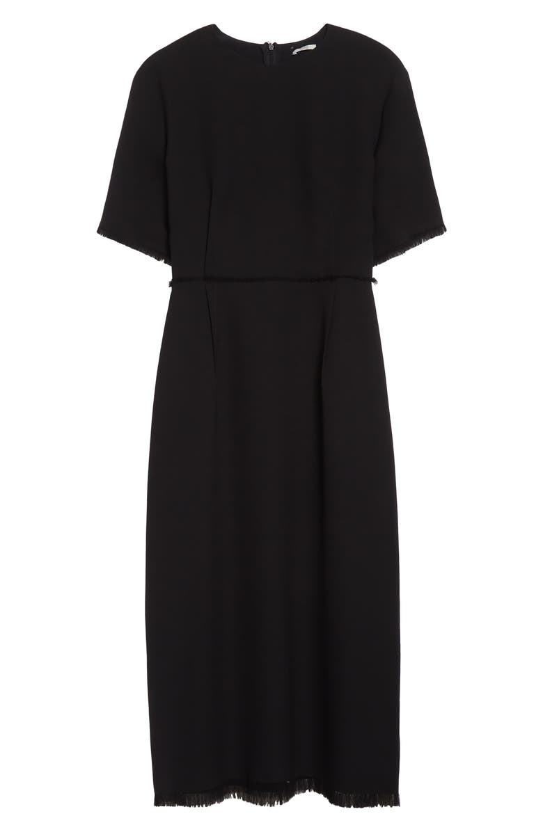 FFORME Brooke Fringe Trim Silk T-Shirt Dress, Alternate, color, Black