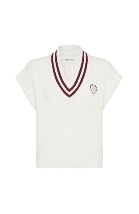 Cashmere knit sweater vest with logo