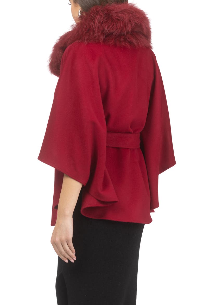 Wool Belted Cape, Alternate, color, WINE