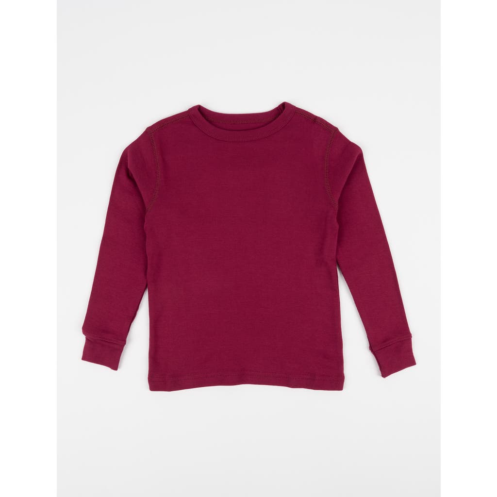 Leveret Kids Long Sleeve T-shirt, 100% Cotton, Solid Colors In Burgundy