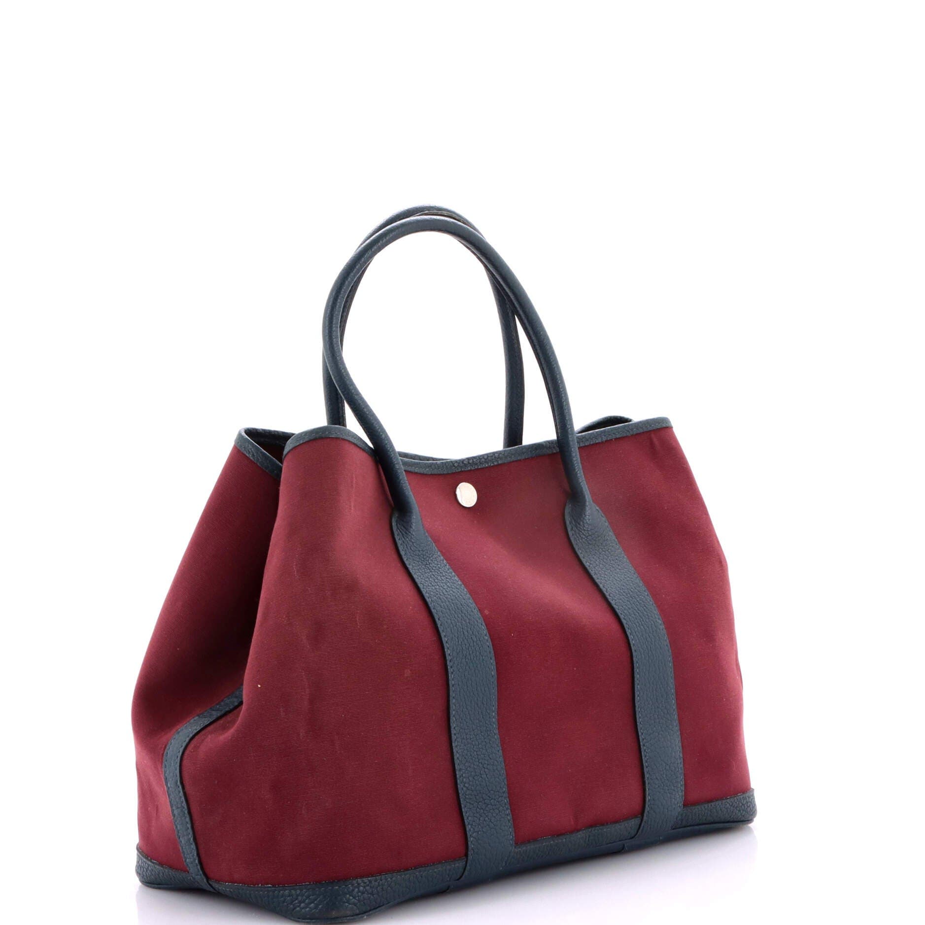 Pre-Owned Hermes Garden Party Tote Toile and Leather 36, Alternate, color, Bordeaux