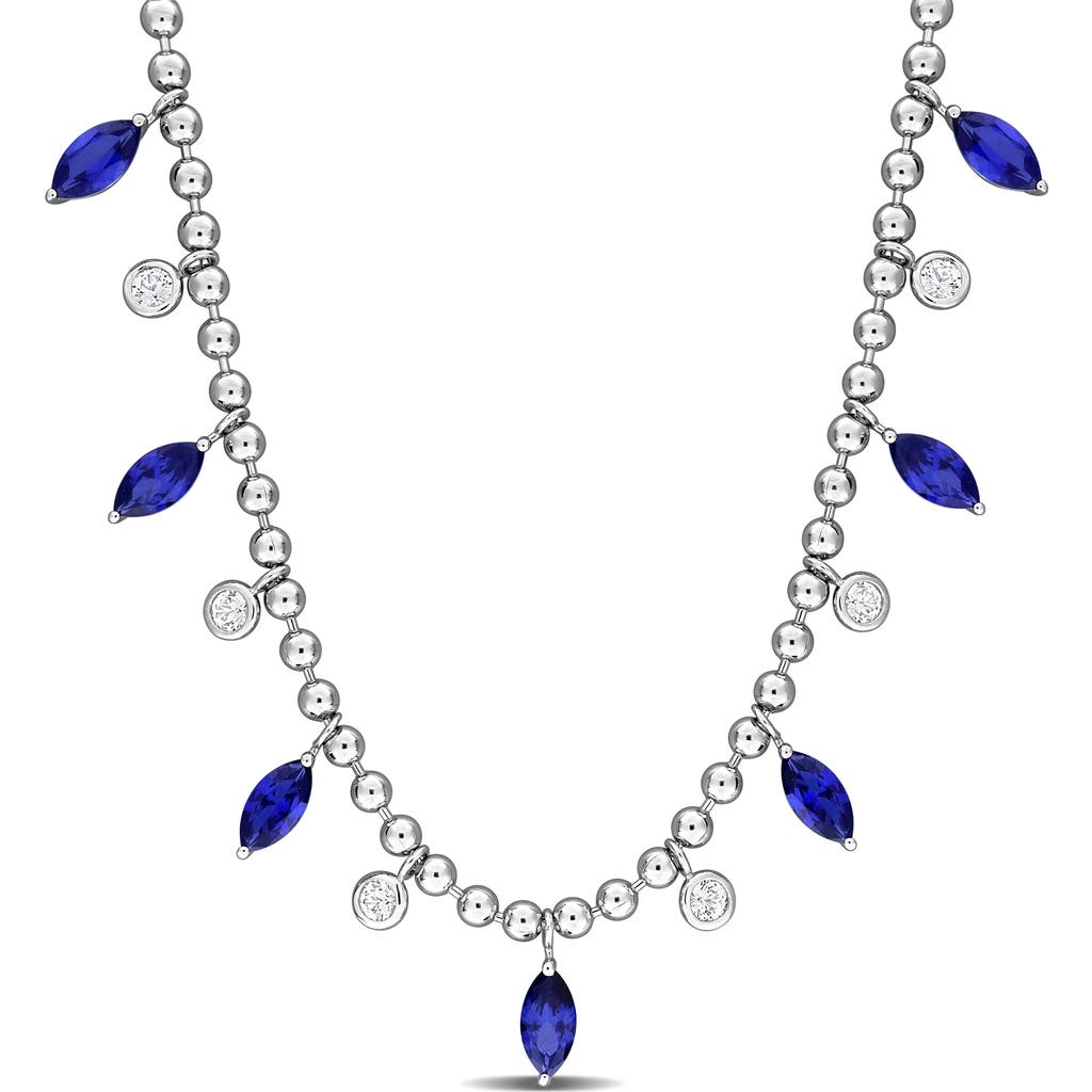 Delmar Lab Created Sapphire & Lab Created White Sapphire Necklace In Blue