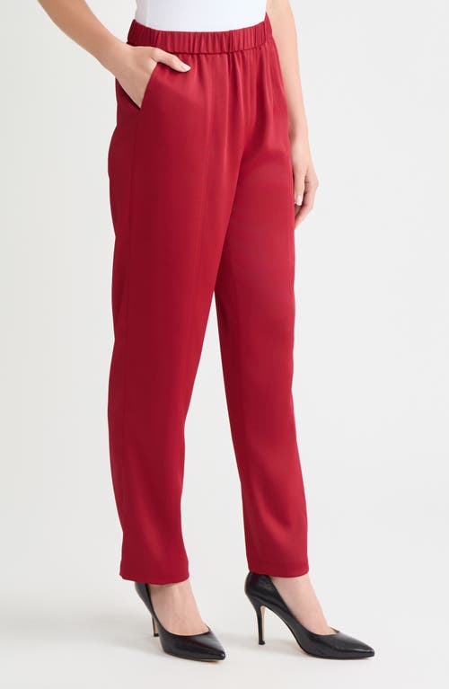 Misook Nora Crêpe De Chine Straight Leg Pants In Red