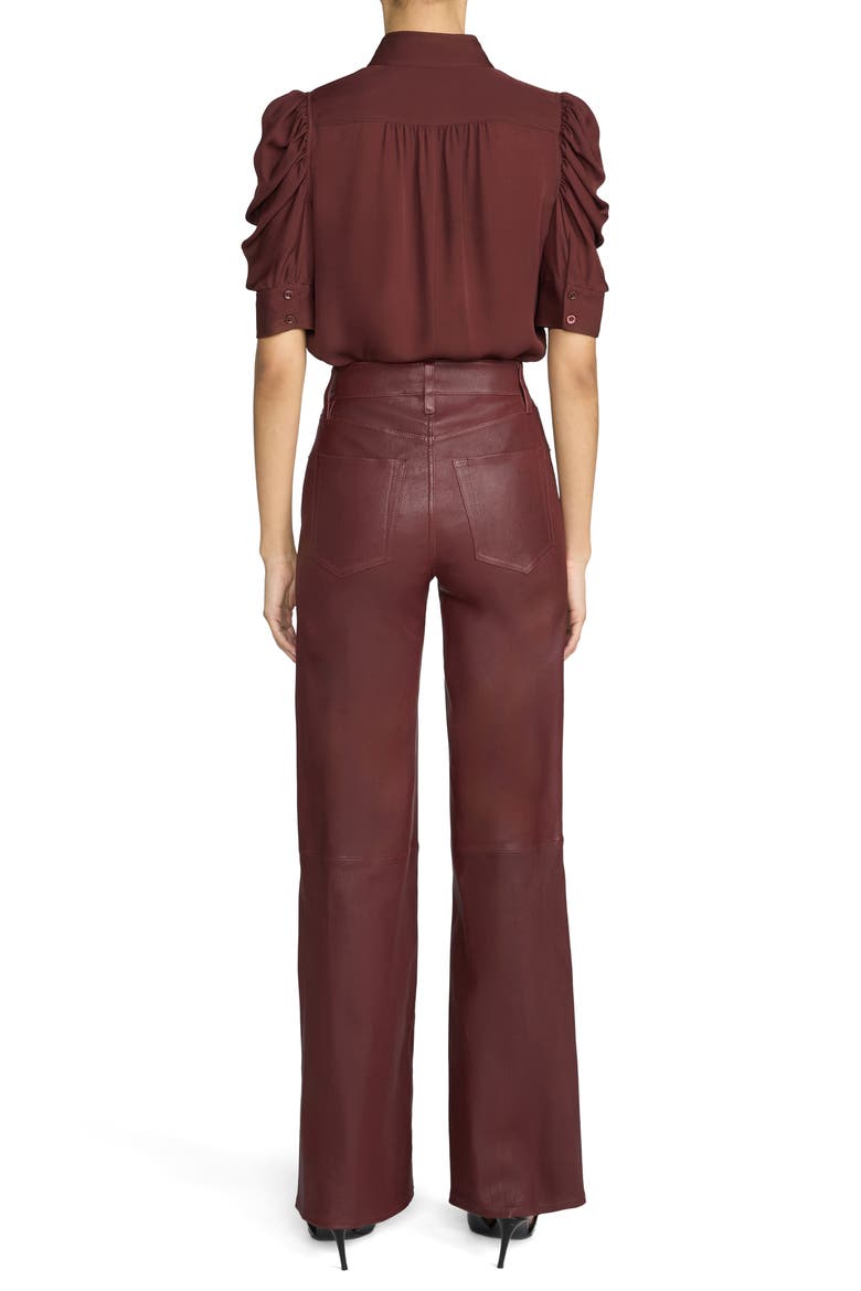 The Leather Slim Palazzo Leather Pants, Alternate, color, CURRANT