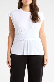 Nordstrom Cap Sleeve Drape Front Top