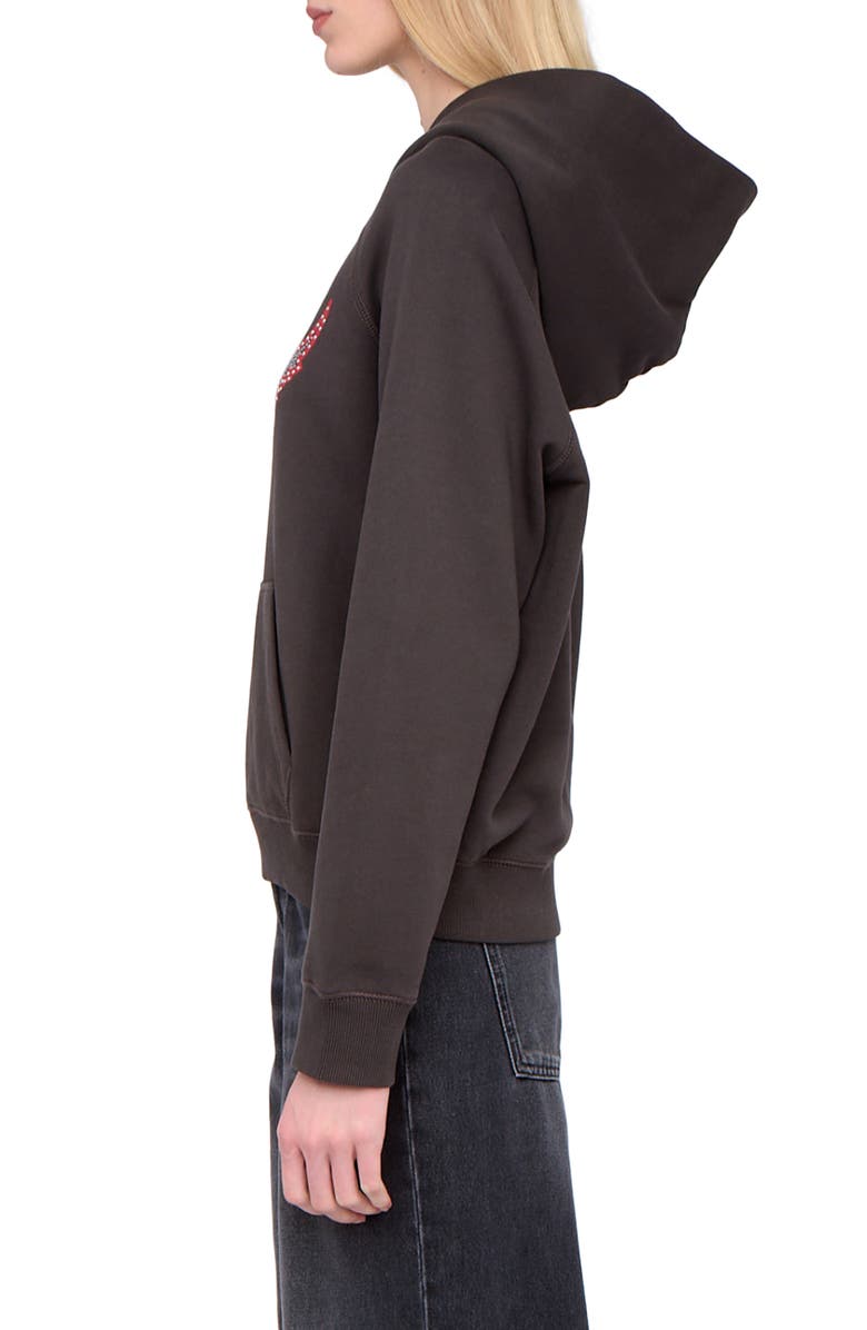 Zadig & Voltaire Georgy Heart Wings Strass Crystal Embellished Cotton Graphic Hoodie, Alternate, color, Carbone