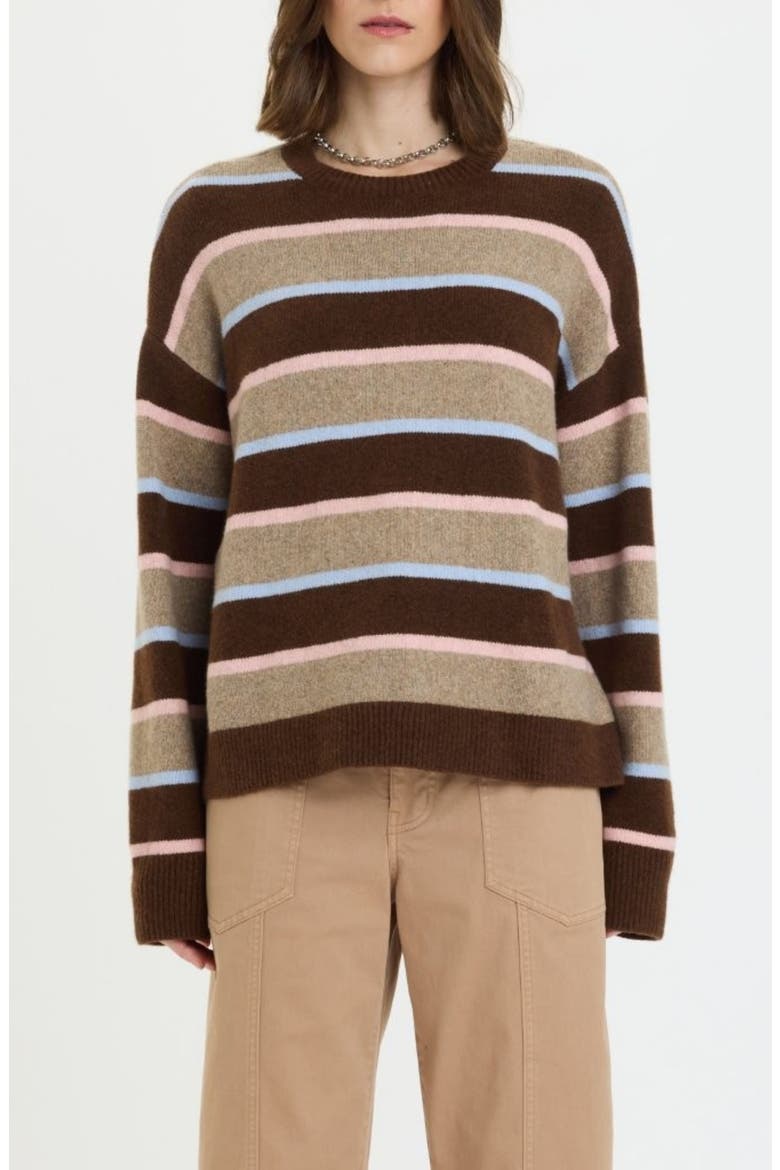 Carlyle Stripe Oversize Cotton Blend Sweater, Main, color, DUNE STRIPE