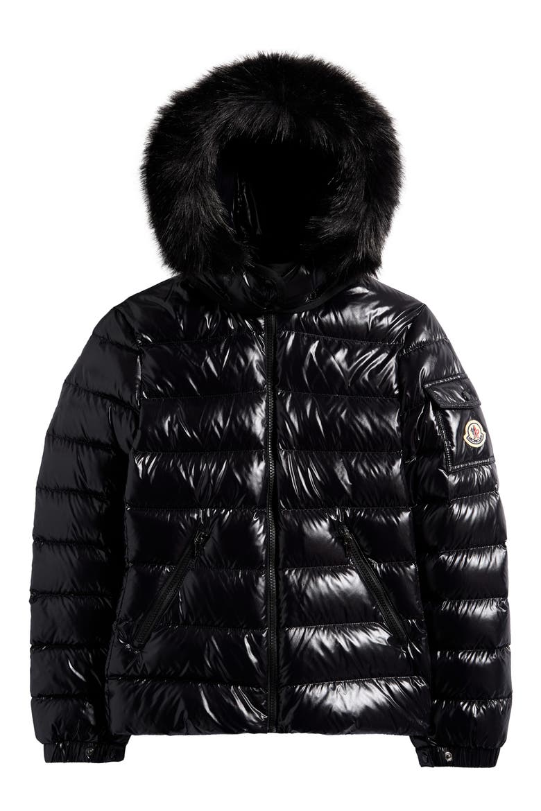 Kids' Badyf Down Jacket with Faux Fur Trim, Main, color, BLACK