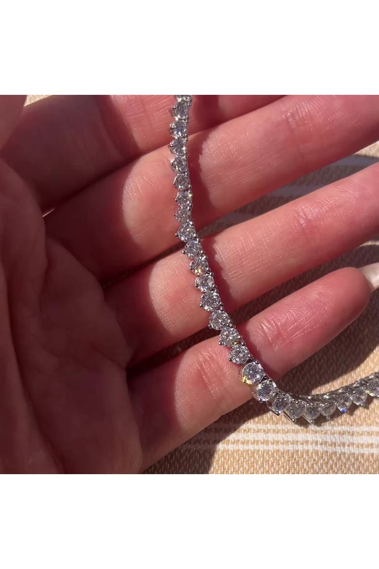 The Liz 3 Prong Graduated Tennis Necklace, Alternate, color, Silver
