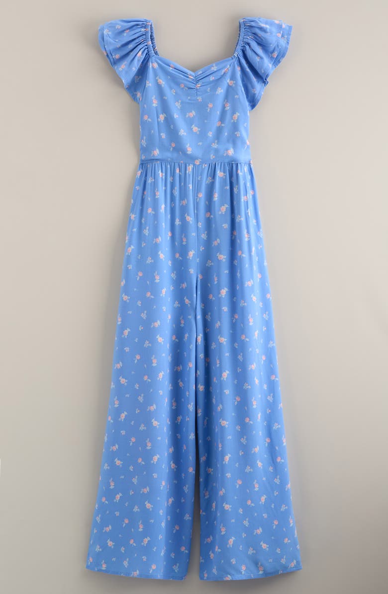 Nordstrom Kids' Flutter Sleeve Jumpsuit, Main, color, Blue Robbia Rosebuds