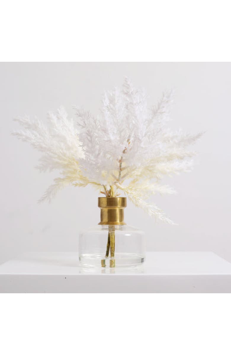 Darby Creek Trading Bleached Pampas Grass Arrangement in Glass Bud Vase, Main, color, White Short