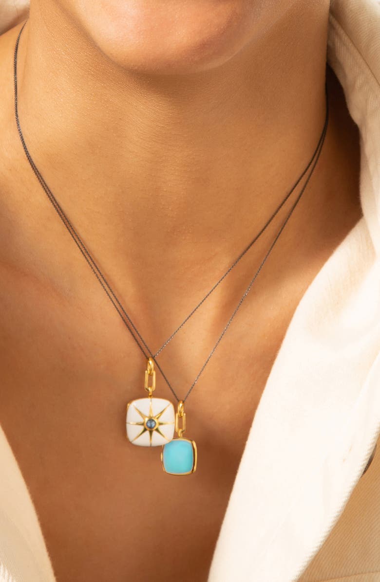 Monica Rich Kosann Enamel Vermeil Cushion Locket Necklace, Alternate, color, Silver