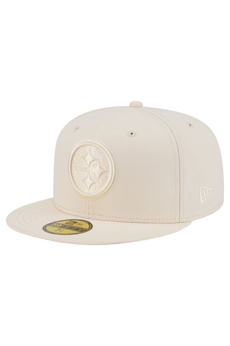 Men's New Era Cream Pittsburgh Steelers Color Pack 59FIFTY Fitted Hat, Main, color, Cream