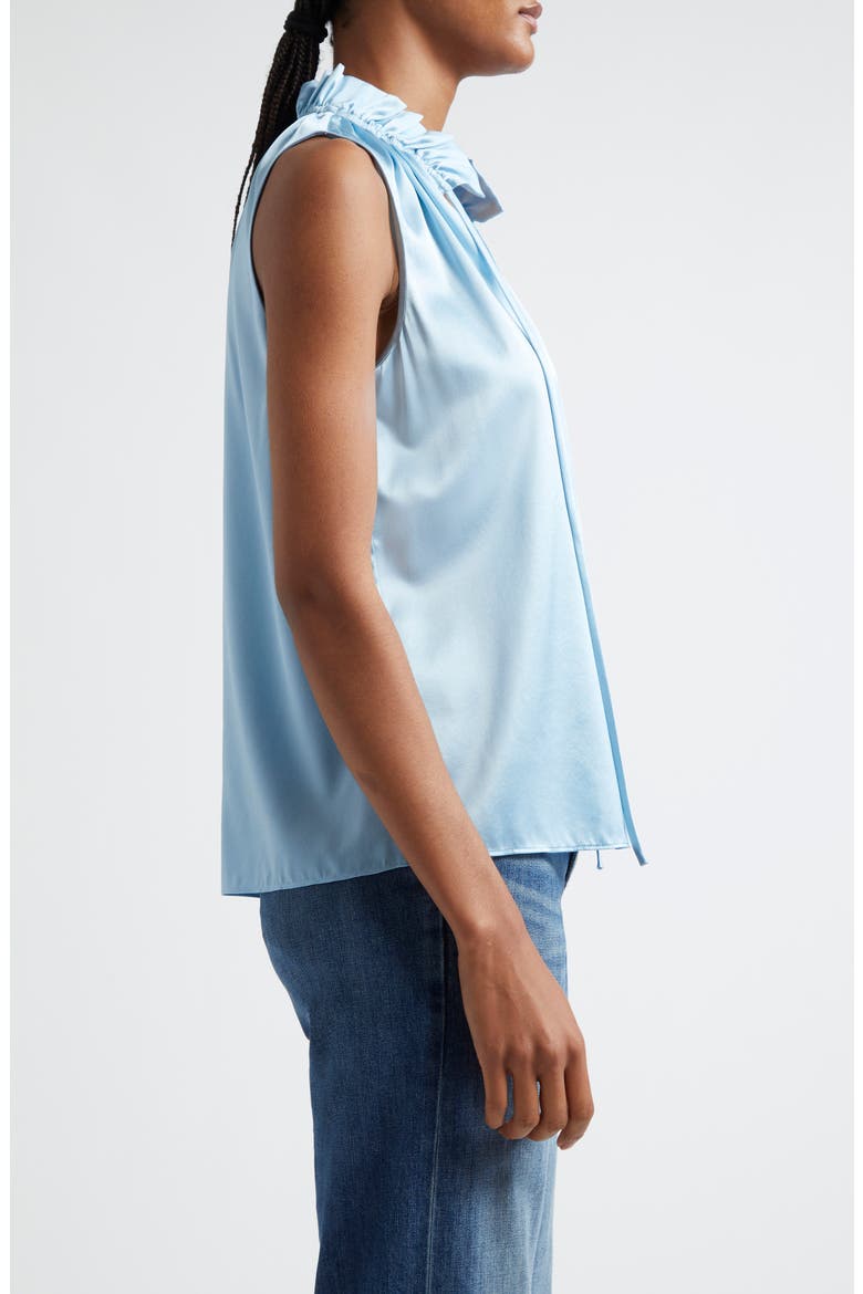 Ayana Ruffle Split Neck Sleeveless Top, Alternate, color, DREAM BLUE