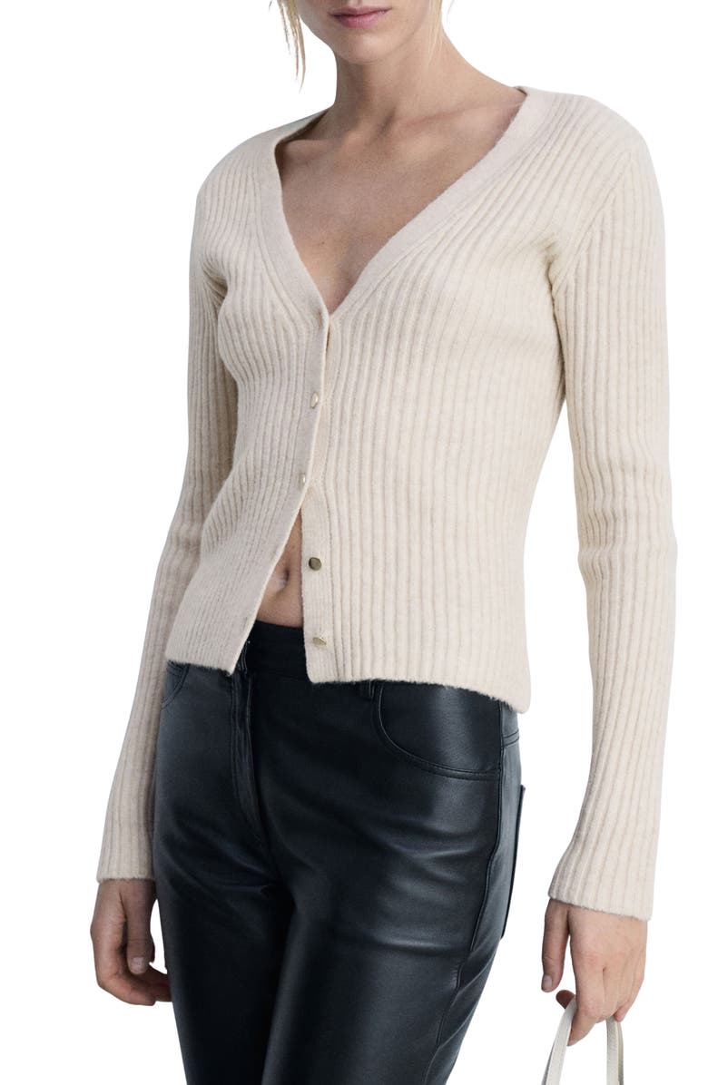 MANGO Metallic Rib Cardigan, Main, color,