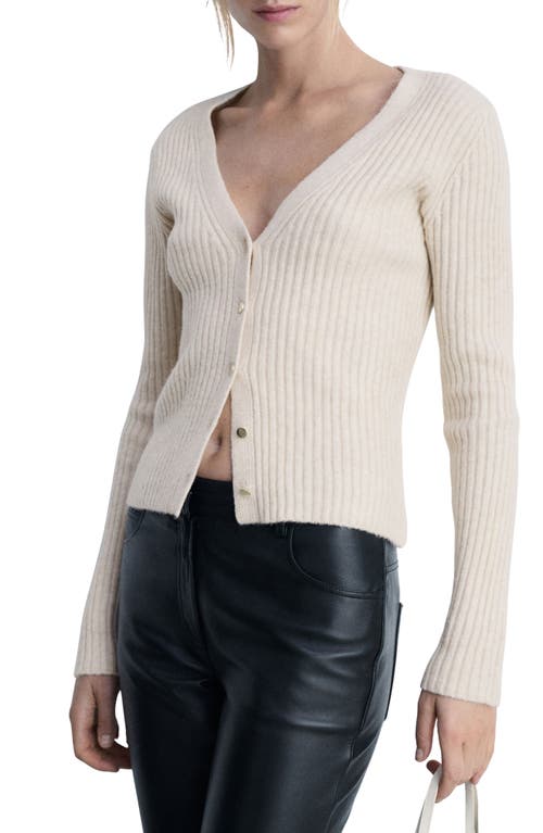 Shop Mango Metallic Rib Cardigan In Light/pastel Grey